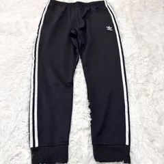 古着 adidas アディダス トラックパンツ スリーストライプス ブラック 2512-450