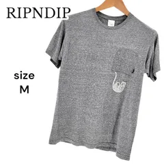 RIPNDIP リップンディップ 逆ポケットTシャツ 半袖 グレー M カットソー 猫 メンズ