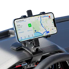 カー用品 安定性 厚いケース対応 便利グッズ 片手操作 車内 適切な角度に調整できます 取り付け簡単 スマートフォンホルダー クリップ式 iPhone/Huawei/Samsung/Sony/LGなど4.3-7.6インチ全機種対応 360度回転 (新タイプ1個