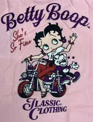 ⑥BettyBoop/ベティーブープ/刺繍Tシャツ/ピンク/Lサイズ/ビッグシルエット/サンプル品/新品未使用
