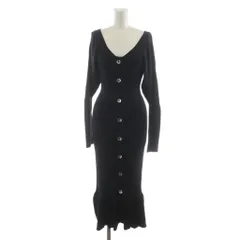 スナイデル SNIDEL 20AW ニットワンピース ロング 長袖 フリル F 黒 ブラック /RR