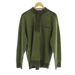 インターメッツォ INTERMEZZO セーター ウール 2L グリーン 長袖 スタンドカラー ハーフボタン /JP