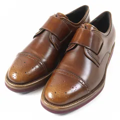 極美品○Salvatore Ferragamo サルヴァトーレフェラガモ ストレートチップ キャップトゥ メダリオン レザーシューズ ブラウン系 7 保存袋付き イタリア製 メンズ