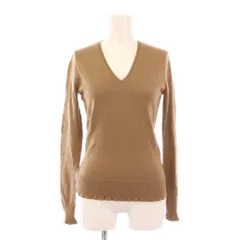 ラルフローレン RALPH LAUREN ニット セーター 長袖 Vネック 薄手 ストレッチ ロゴ 刺繍 ワンポイント ウール M 茶 ブラウン /BB ▲H