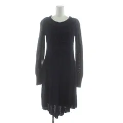 バーバリーブラックレーベル BURBERRY BLACK LABEL ニットワンピース ひざ丈 長袖 ケーブル インナーキャミワンピ付き 38 紺 ネイビー D5N52-510-29 /KU