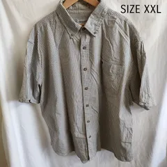 【XXL】海外古着　carhartt 半袖　シャツ　大きいサイズ　ベージュ　ブルー　チェック　ゆったり