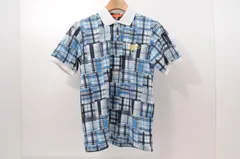 中古 メンズ ビームスゴルフ BEAMSGOLF 半袖ポロシャツ S 青×紺 ブルー×ネイビー チェック