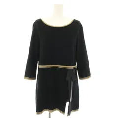 トゥービーシック TO BE CHIC ニット セーター ボートネック 七分袖 チュニック丈 リボン 40 黒 ブラック ベージュ W5N64-660-10 /YT