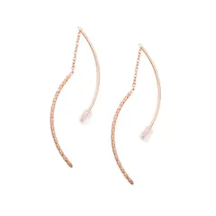 【ピンクゴールド×ピアス】[Cream dot. クリームドット公式] ピアス レディース  ステンレス製 金属アレルギー対応 つけっぱなし アメリカン カーブ メタルバー 凹凸 揺れる ミディアム チェーン  