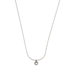 【シルバー×ワンサイズ】[Cream dot. クリームドット公式] ネックレス レディース  ステンレス製 金属アレルギー対応 つけっぱなし ショート チェーン 一粒ビジュー 極小 ミル打ち ベネチアンチェーン スキンジュエリー  