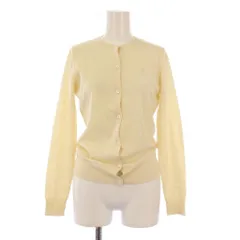 ラルフローレン RALPH LAUREN ニットカーディガン 長袖 クルーネック ショート丈 薄手 ロゴ 刺繍 ワンカラー ウール L アイボリー /BB