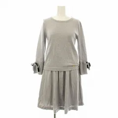 ブルーレーベルクレストブリッジ BLUE LABEL CRESTBRIDGE セットアップ 上下 ニット 七分袖 クルーネック フレアスカート ミニ ウール 36 ブルーグレー 55J02-676-07 /KU