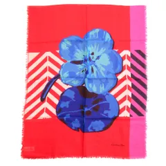 未使用 22ss Christian Dior クリスチャンディオール カシミヤ ストール D-フラワー ポップ 大判 花柄 ショール レッド ブルー ピンク メンズ レディース 古着 中古 USED