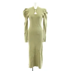 リリーブラウン Lily Brown 23SS チャイナカットアウトニットワンピース ミモレ ロング 長袖 リブ F 緑 グリーン LWNO231015 /AN21