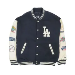 未使用 NEW ERA ニューエラ MLB パッチ ロサンゼルス・ドジャース ヴァーシティジャケット スタジャン ネイビー XL メンズ 古着 中古 USED