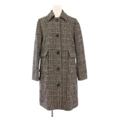 デプレ DES PRES トゥモローランド ステンカラーコート アウター ロング丈 ウール シルク混 チェック柄 バイカラー 1 黒 ブラック 白 ホワイト /BB