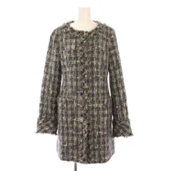 グレースクラス GRACE Class ノーカラーコート アウター ミドル丈 ツイード F グレー /BB