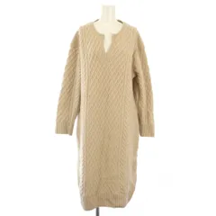 グリーンレーベルリラクシング ユナイテッドアローズ green label relaxing ハミルトンラムズウール HAMILTON LAMBSWOOL ワンピース ニット 長袖 ロング ウール ケーブル編み ベージュ /TK
