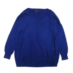 良品 UNTITLED アンタイトル シルク カシミヤブレンド 長袖 ロングスリーブ Uネック ミドルゲージ ニット セーター2 青 レディース 古着 中古 USED