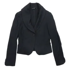 美品 23区 オンワード樫山 1B ストーン 花ボタン 変形 テーラードジャケット ブレザー アウター 38 黒 ブラック レディース 古着 中古 USED