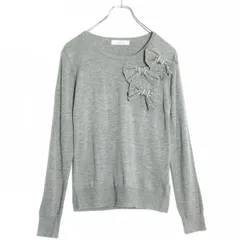 ギャラリービスコンティ★パール&リボンモチーフ♪ニット セーター サイズ2 グレー系 薄手 無地 z17667