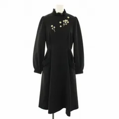 チェスティ Chesty ワンピース ロング 長袖 付け襟 ビジュー装飾 花柄 フリル 0 黒 ブラック 13W517 /YT