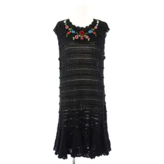 トクコプルミエヴォル TOKUKO 1er VOL ワンピース ニット ひざ丈 ノースリーブ フラワー 刺繍 9 黒 1484035-99 /TK