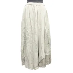 美品 Sensounico センソユニコ 慈雨 リネン コットン イージー ロング フレア スカート ボトムス 09122148 サイズ40 グレー レディース 古着 中古 USED