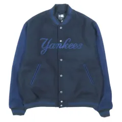 未使用 25FW NEW ERA ニューエラ メルトン バーシティジャケット ニューヨーク・ヤンキース ロゴ スタジャン ブルゾン ネイビー L メンズ 古着 中古 USED