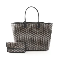ゴヤール GOYARD トートバッグ サンルイPM ブラック PVCコーティングキャンバス レザー サンルイPM レディース Used A