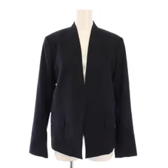 セオリーリュクス theory luxe ノーカラージャケット アウター ショート丈 前開きトッパー 総裏地 ウール 40 紺 ネイビー /BB