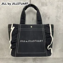 JILL by JILLSTUART ジルバイジルスチュアート フリルトートバッグ キャンバス ハンドバッグ 鞄 黒 ブラック ステッチ ロゴ 刺繍 パイピング コンパクト 大容量 マチあり 通勤 通学 サブバッグ ランチバッグ お出かけ ★ ■■