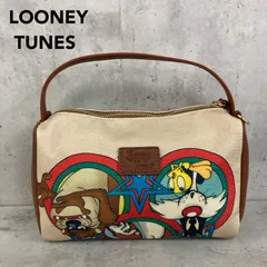 美品 LOONEY TUNES ルーニーテューンズ ACCOMMODE アコモデ コラボ ポスターアート ショルダーバッグ ハンドバッグ ミニバッグ ポーチ トゥイーティー シルベスター タズマニアンデビル キャラクター 総柄 キャンバス レザー ★ ■■