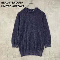 美品 BEAUTY&YOUTH UNITED ARROWS ビューティーアンドユース ユナイテッドアローズ バックボタン プルオーバー ニット セーター 1613-105-3002 ネイビー 紺色 ウォッシャブル 洗える キラキラ お洒落 デイリー ★ ■◇