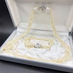 テリ最強】本真珠 淡水パール ネックレス 花型クラスプ SILVER刻印 