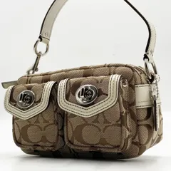 極美品● COACH コーチ ハンドバッグ ワンショルダー ターンロック 金具 キャンバス レザー