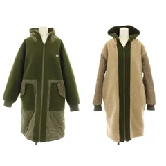 キューブシュガー CUBE SUGAR フラノ×キルトジップアップリバーシブルコート 中綿コート アウター フード ロング ボア M カーキ ベージュ 70093230 /YT