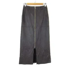 ローリーズファーム LOWRYS FARM スエード ZIP タイトスカート ロング ストレッチ M チャコールグレー