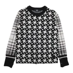 美品 G-STAR RAW ジースターロー 総柄 ジャガード ロングスリーブ 長袖 クルーネック ニット セーター XS 黒 ブラック 白 ホワイト レディース 古着 中古 USED