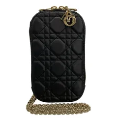 ディオール/クリスチャンディオール ショルダーバッグ美品  レディ ディオール コーリンディオール フォンホルダー 黒 ラムスキン