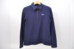 中古 レディース キャロウェイ Callaway 長袖ポロシャツ M 紺 ネイビー シンプル