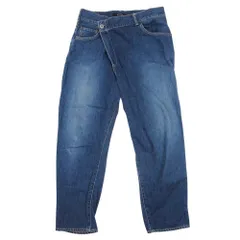 美品 JOHNBULL ジョンブル ラップウエスト デニム パンツ ジーンズ テーパード アンクル丈 ユーズド加工 ジーパン S インディゴ レディース 古着 中古 USED