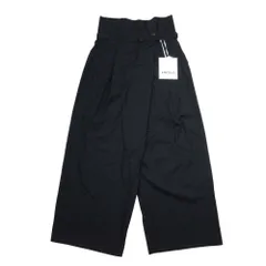 新品同様 ENFOLD エンフォルド ライトサマーウール ベルテッド ハイウエスト ワイドパンツ トラウザー 36 紺 ネイビー レディース 古着 中古 USED