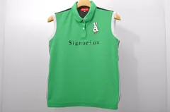 中古 レディース アルチビオ archivio ノースリーブ 36(S) 緑×白×黒 ポロシャツ ボーダー