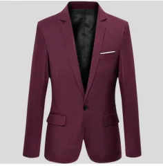 メンズ スーツ ジャケット (ワイン色 & 白) を出品