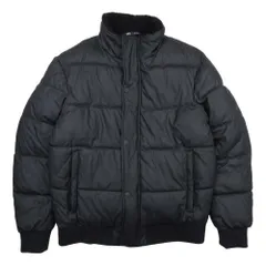 ZARA ザラ ボア襟 ジップアップ 中綿 ジャケット キルティング ブルゾン コート アウター L 黒 ブラック メンズ 古着 中古 USED