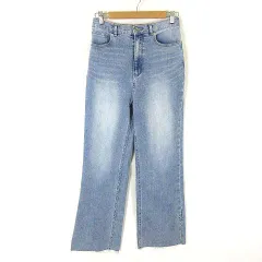 レプシィム ローリーズファーム LEPSIM LOWRYS FARM ストレッチ セミフレア デニムパンツ ジーンズ  カットオフ ウォッシュ加工 M ライトブルー