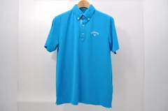 中古 メンズ キャロウェイ Callaway 半袖ポロシャツ M 水色 ライトブルー ボタンダウン シンプル