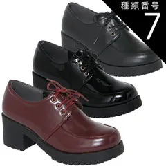 種類7：ブラックエナメル/M (23.0センチ~23.5センチ) Scramble スクランブル 厚底 レースアップ ブーティー シューズ レディース マニッシュ おじ靴 太ヒール トラッド 履きやすい ショートブーツ プレーン エナメル 靴 en4391