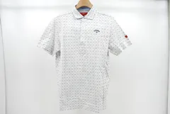 中古 メンズ キャロウェイ Callaway 半袖ポロシャツ L ホワイト 総柄　レッドレーベル
